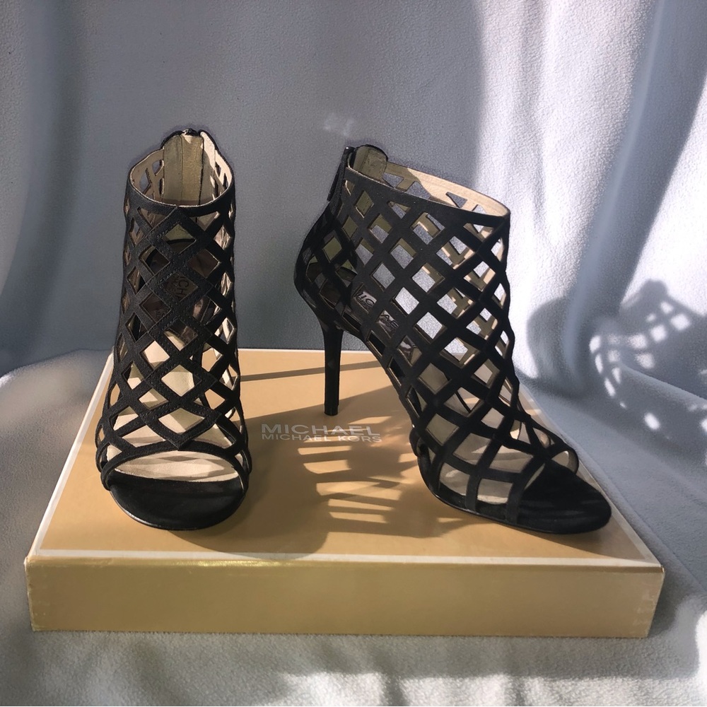 MICHAEL Michael Kors Yvonne Black Suede Bootie.